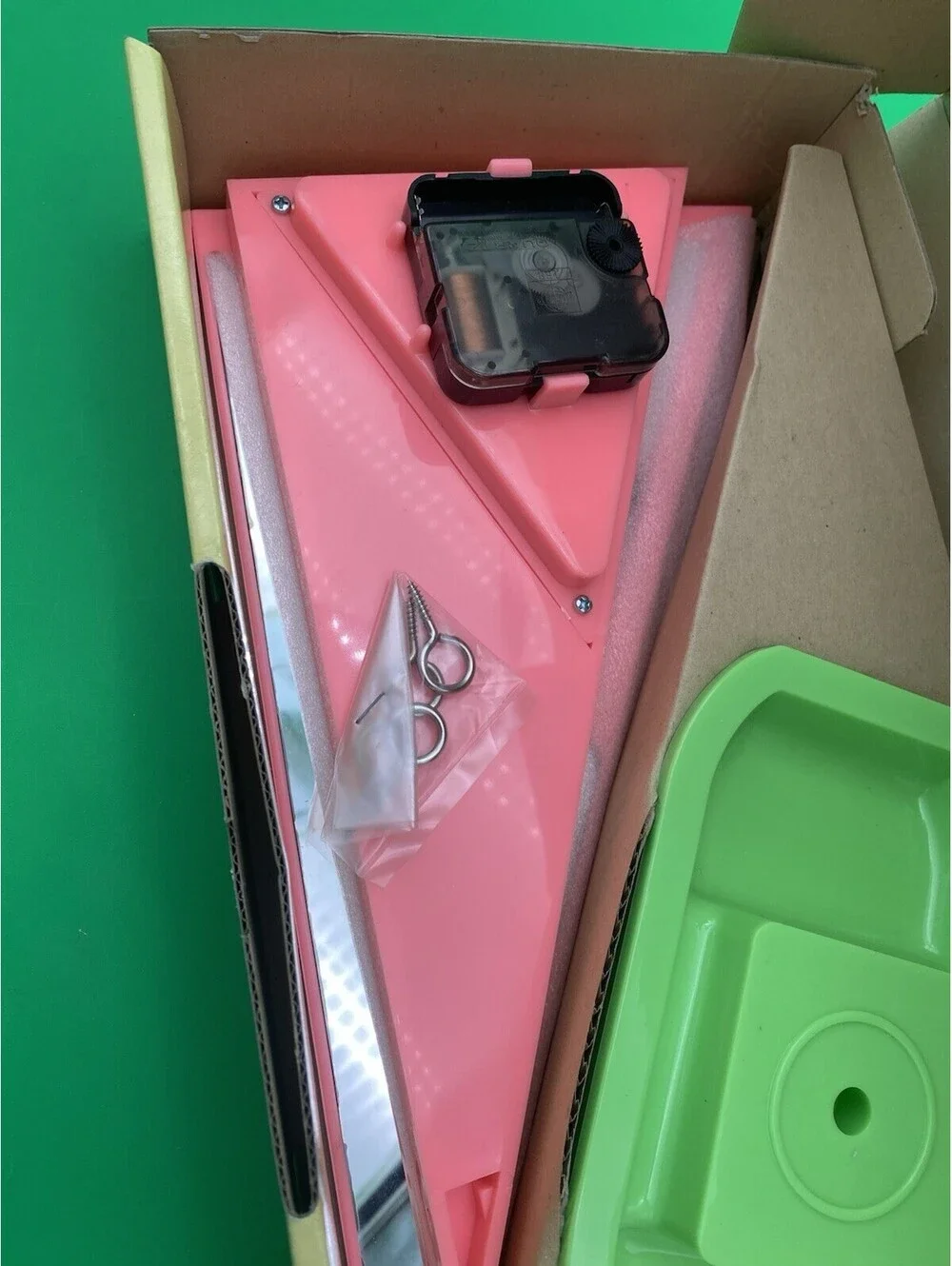 Retro 1980's Sailboat Table Clock, Photo Frame & Mirror - Green & Pink - NOS